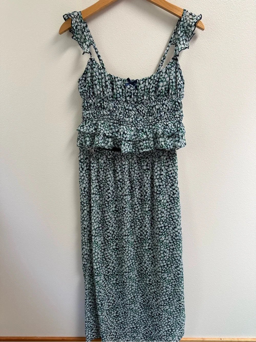 No Boundaries Green Floral Ruffle Skirt Set